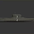 Detailed Metallic Submarine Model With Gray Background And Reflection Effect