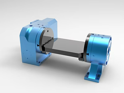 Blue Industrial Rotary Worktable Equipment With Metal Base And Black Work Platform 3d model