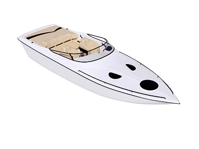 White Open Yacht With Beige Seats And Modern Sporty Exterior Design 3d model