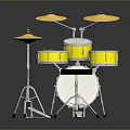 Yellow Drum Set With Cymbals Drum Stool And Drumsticks For Home Use