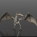 Pterosaur 3D Model With Outstretched Wings And Detailed Texture Standing On Reflective Surface