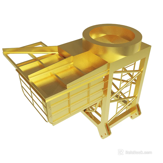 Golden Metal Industrial Equipment Featuring Framework Platform And Circular Top Component 3d model 