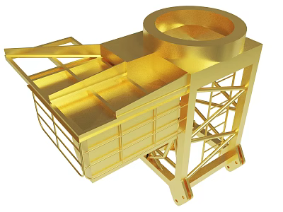 Golden Metal Industrial Equipment Featuring Framework Platform And Circular Top Component 3d model