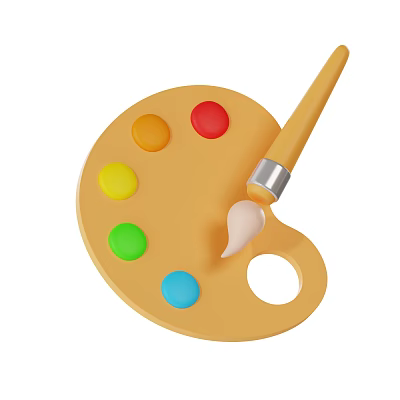 Modern pigment board painting drawing board brush cartoon paint board cartoon brush 3d model