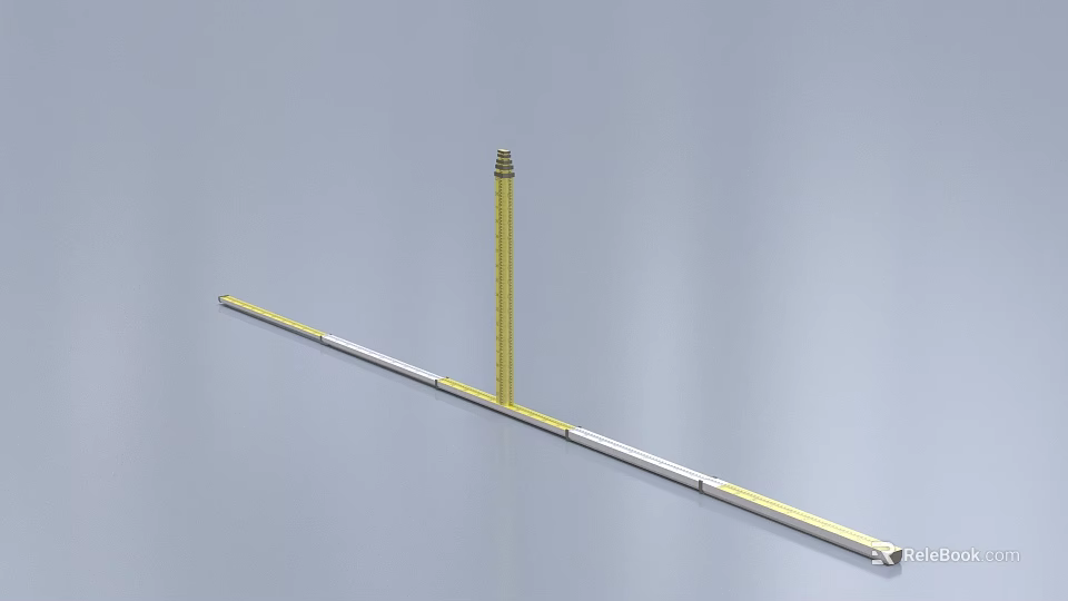Professional Hardware Spirit Level Tool With Long Yellow And Silver Metal Bar 3d model 