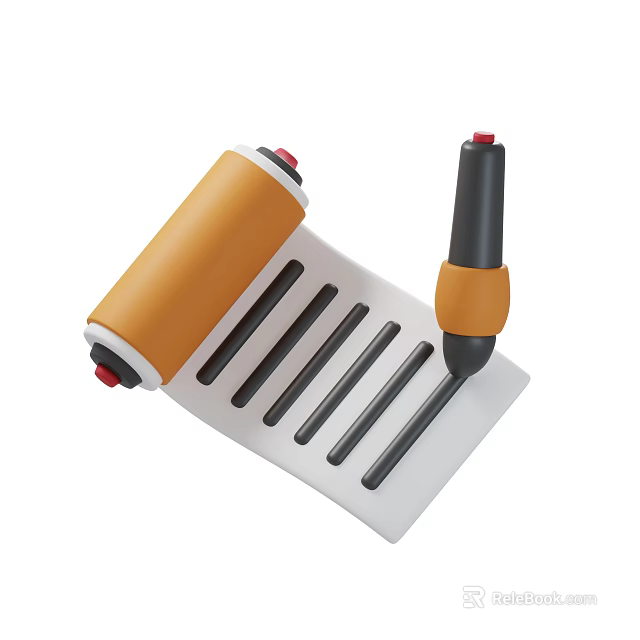 Decorative Ornament Set Featuring Orange Scroll Black Orange Column And White Base With Black Stripes 3d model 
