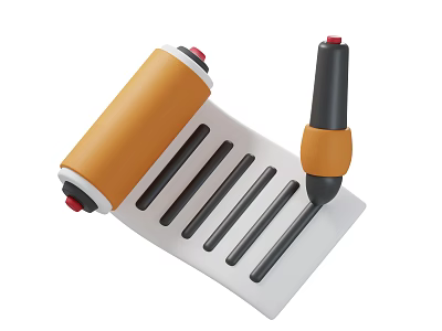Decorative Ornament Set Featuring Orange Scroll Black Orange Column And White Base With Black Stripes 3d model