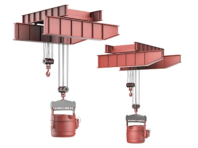 Industrial Equipment Featuring Overhead Cranes With Hanging Lifting Mechanisms 3d model