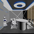 Traditional Classroom Interior Featuring Blackboard Portraits Wooden Decor Ceiling Fan And Lights