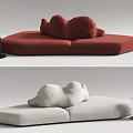 Minimalist Modern Red And White Two Seater Sofa Design With Side Table 3d model