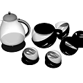 Glass Tea Set With Transparent Teapot Black Base And Matching Cups