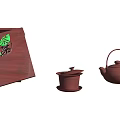 Wooden Tea Set With Leaf Pattern Tray Teapot And Covered Teacup