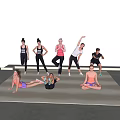 Group of People Doing Various Exercise Poses in Indoor Fitness Session