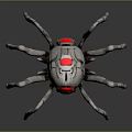 Detailed Mechanical Spider Design With Silver Legs And Red Glowing Eyes