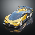 Bugatti Yellow And Black Sports Car With Aerodynamic Design And Shiny Reflective Surface
