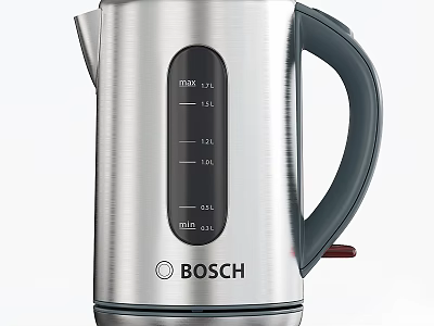 Bosch Stainless Steel Electric Kettle With Water Level Indicators And Black Handle For Daily Use 3d model
