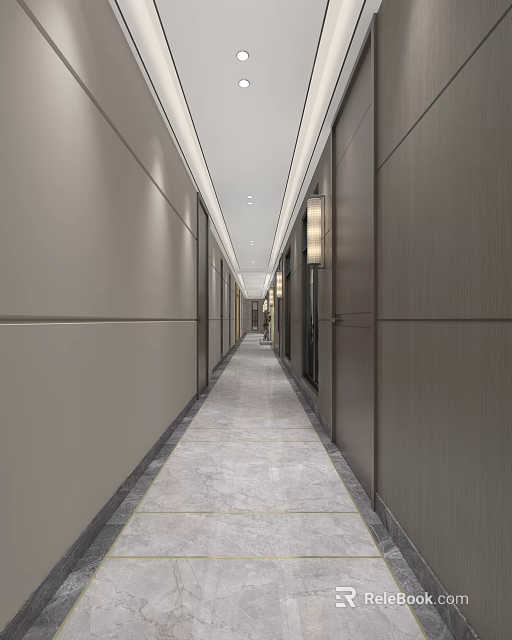 Modern Elevator Corridor Interior Design With Sleek Walls And Lighting 3d model