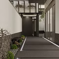 Elegant Modern Detached Villa With Chinese Wooden Grilles Courtyard And Entrance Lighting
