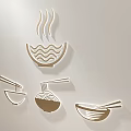 Food Themed Wall Hangings With Steam Bowl Noodles And Chopsticks