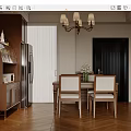 Elegant Restaurant Interior Design With Wooden Dining Table Chairs Chandelier Cabinet And Hardwood Floor