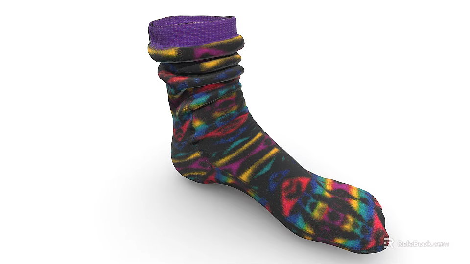 Colorful Stacked Socks With Multicolor Abstract Patterns And Fashionable Look 3d model 