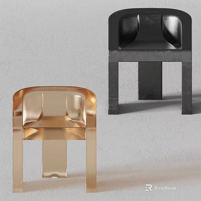 Modern Leisure Chair with Gold and Black Metal Frame and Contemporary Sleek Design 3d model 