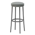 Modern White and Gray Bar Stools with Metal Frame and Padded Seats