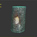 Wooden Stone Decorative Lamp With Natural Rustic Bark Texture And Warm Glowing Center