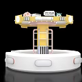 Carousel Themed Reception Desk With Hello Kitty Decor Yellow Pillar And White Circular Base 3d model