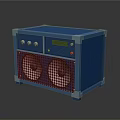 Blue Speaker Featuring Dual Speakers Front Panel With Knobs And Display Screen Sleek Design