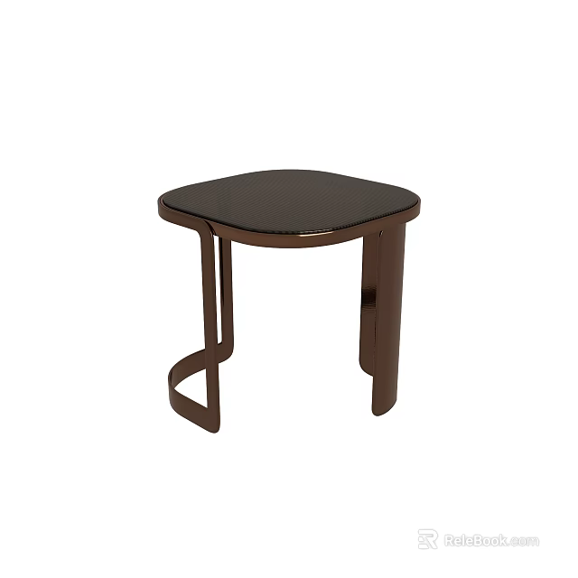 Modern Side Table With Unique Metal Frame And Sleek Black Tabletop Design 3d model