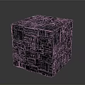 Gray Electronic Device Cube With Circuit Texture And Green Details