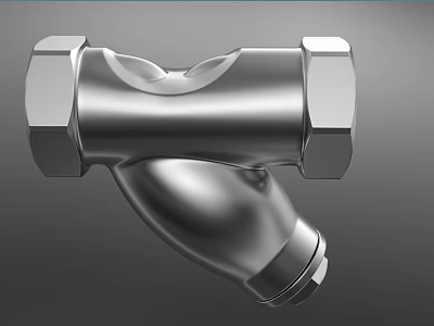 Durable Industrial Stainless Steel Pipe Fitting With Hexagonal Threaded Connections 3d model