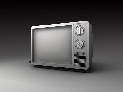 Vintage Silver Television With Two Control Knobs And Front Grille Design 3d model