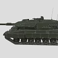 Modern Military Combat Tank With Long Cannon Barrel Tracks And Turret Armor