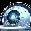 Futuristic Digital Tech Scene With Circular Ring Structure And Glowing Center