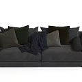 Gray Two Seater Sofa With Decorative Pillows And Cozy Blanket Design 3d model