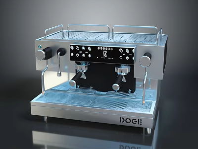 Modern Kitchen Espresso Machine By DOGE Professional Stainless Steel Design With Dual Brew Heads 3d model