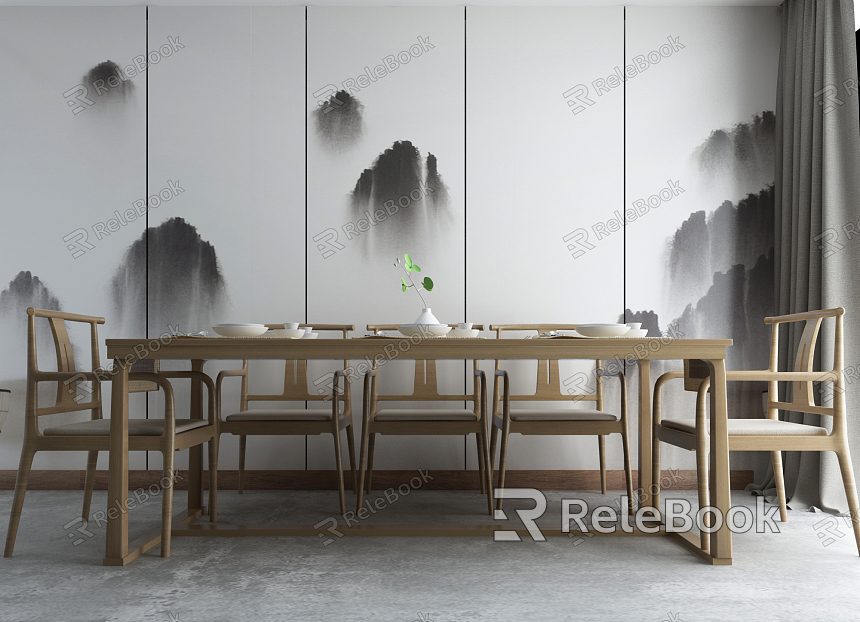 New Chinese Dining Table and Chair Combination model