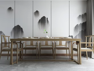 New Chinese Dining Table and Chair Combination 3d model