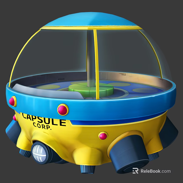 Smart Capsule Shaped Machine With Transparent Dome Blue Yellow Design by Capsule Corp 3d model