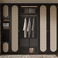Modern Black Wardrobe With Glass Door Hanging Clothes And Storage Drawers