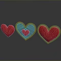 Heart Shaped Decorative Ornaments With Red Blue Colors And Small Inner Heart Reflection 3d model