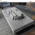 Modern Gray Fabric Public Chair In Living Room With Carpet And Windows