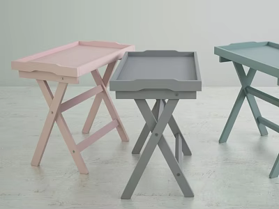 Modern Minimalist Side Tables With Foldable Legs And Tray Top In Pastel Colors 3d model