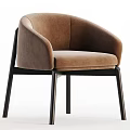 Modern Brown Velvet Accent Chair with Black Wooden Legs and Curved Armrests for Comfort