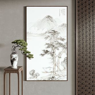 New Chinese Landscape Painting Decorative Painting Ink Hanging Painting Ink Landscape Painting 3d model