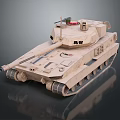 3D Rendering Of Military Tank With Desert Camouflage Turret Cannon And Tracks