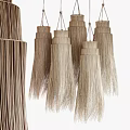 Natural Rattan Chandeliers Hanging Layered Design With Light Brown Fringe For Home Decor