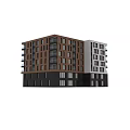 Modern Multi Storey Residential Apartment Building With Elegant Wooden Facade And Sleek Glass Balconies